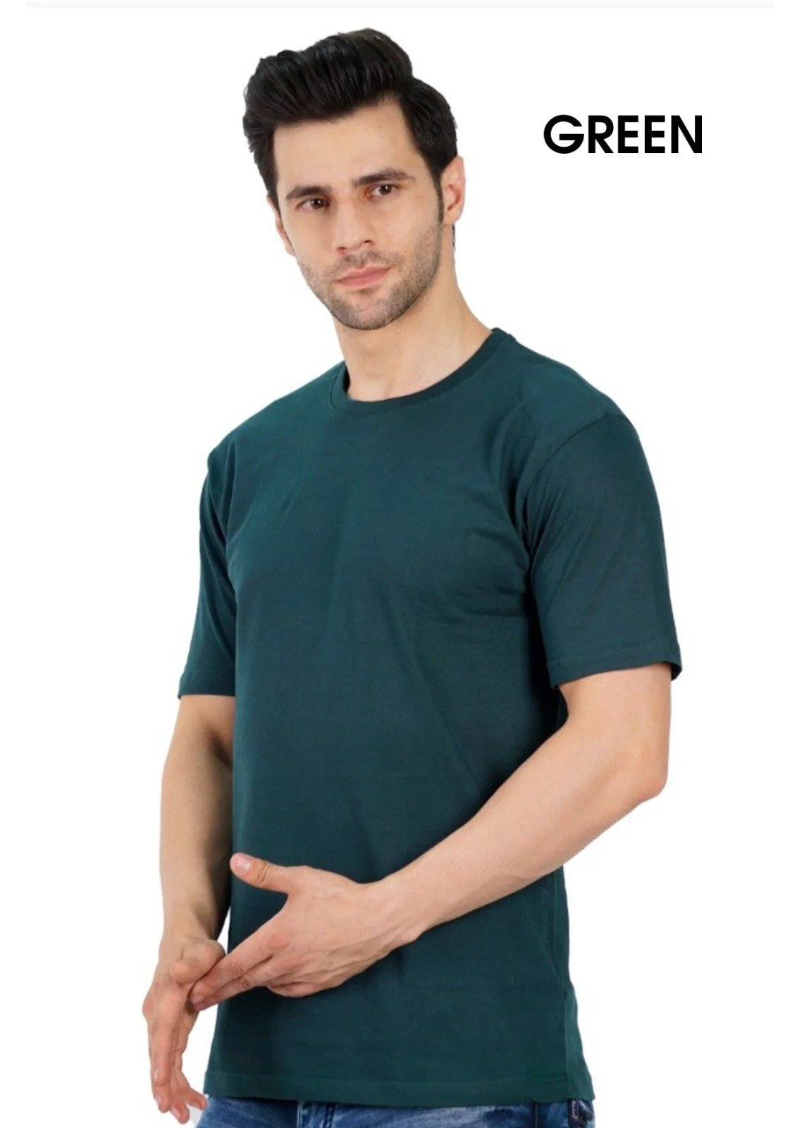 Round Neck Men's T-Shirts Double Biowash 180 GSM - View 3